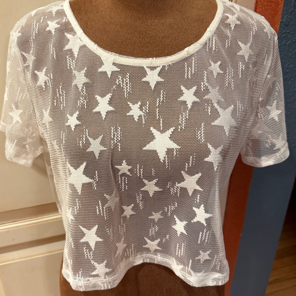 White Star Mesh Women Top cosmic celestial fairycore
